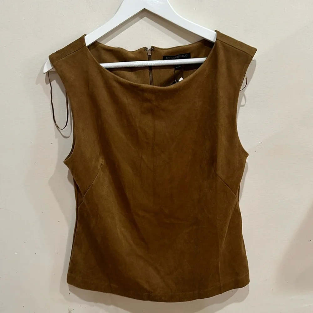 Women’s Banana Republic Microsuede sleeveless Top Blouse Size Medium Brown - Picture 1 of 3